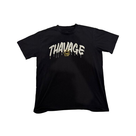 Thavage Skull Graphic Black T-Shirt Mens XL Cotton Crewneck Short Sleeve Casual - Picture 1 of 4